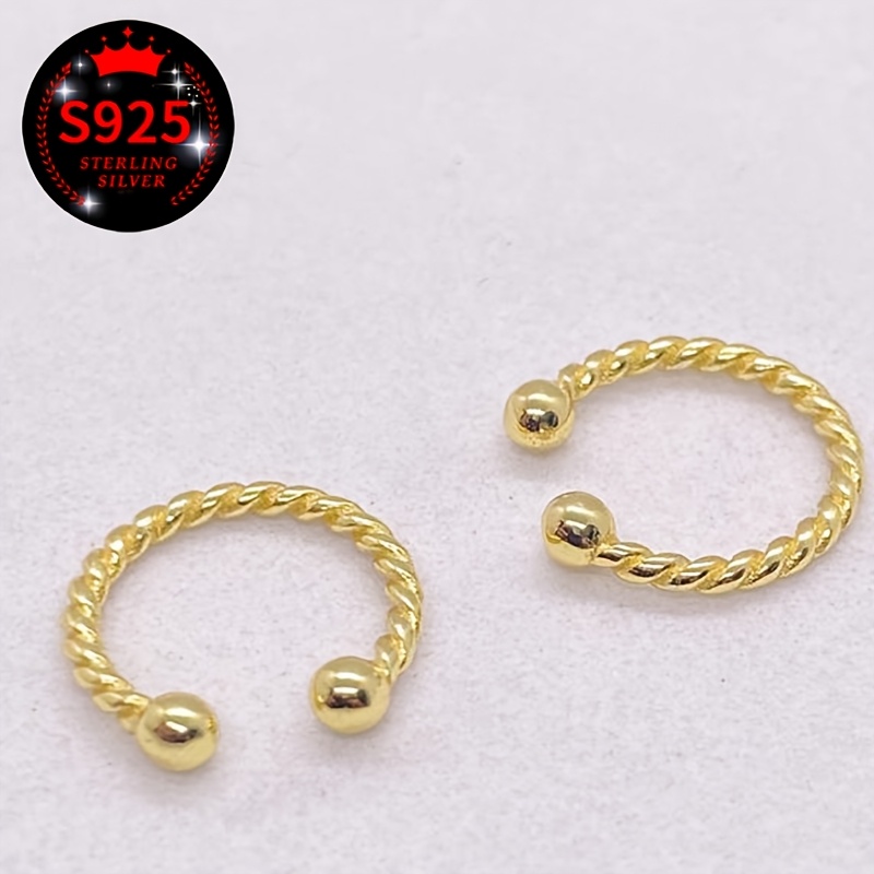 2pcs Twist Rope Shape No Pierced Ear Clip Earrings 925 Silver with Packaging